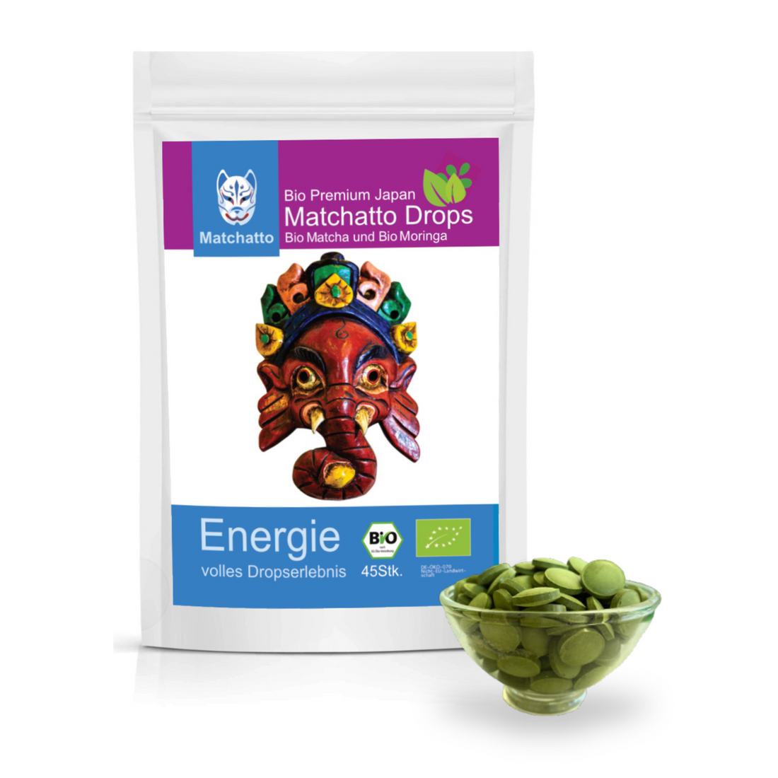 Matcha Drops Moringa Presslinge Bio