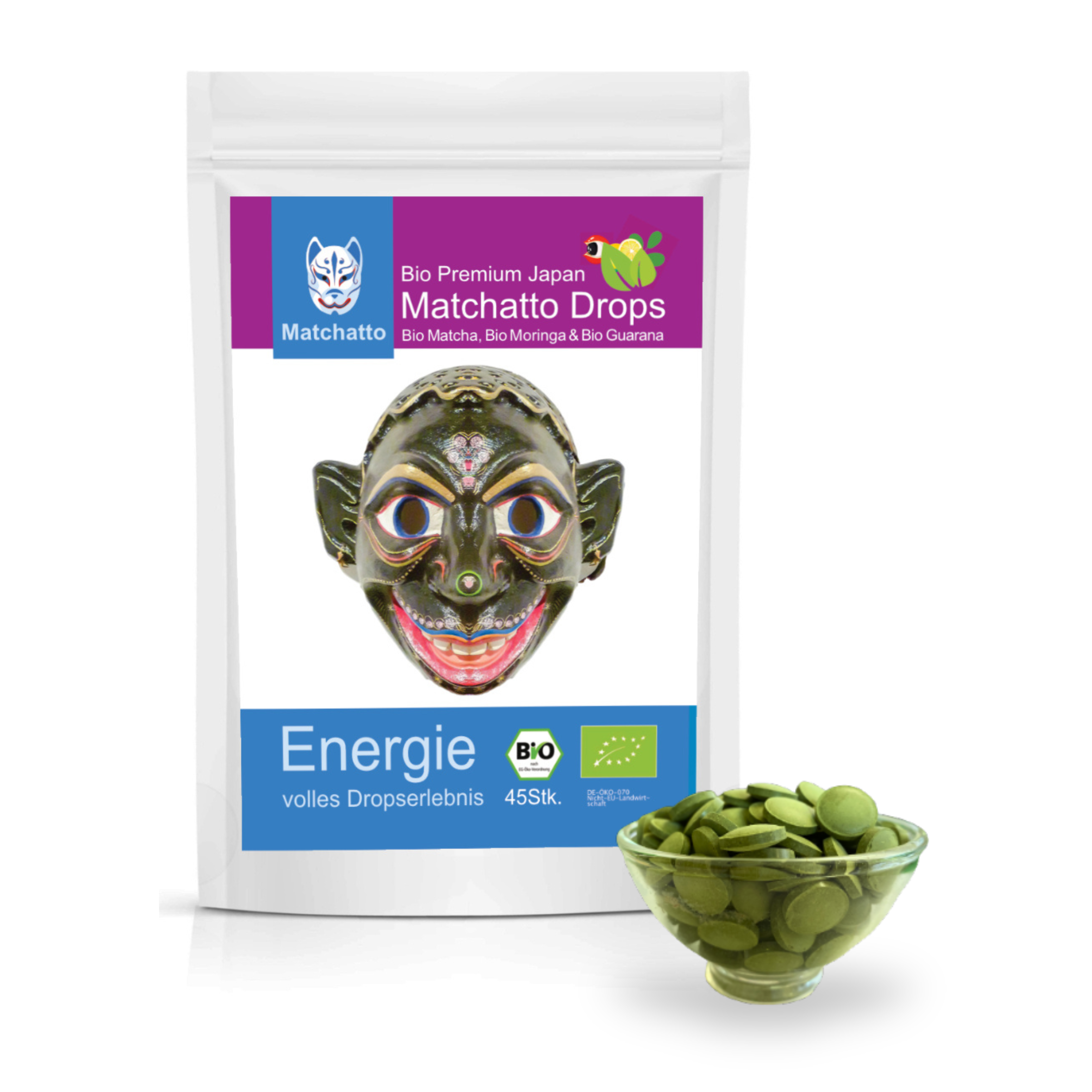 Matcha Drops Guarana Presslinge Bio