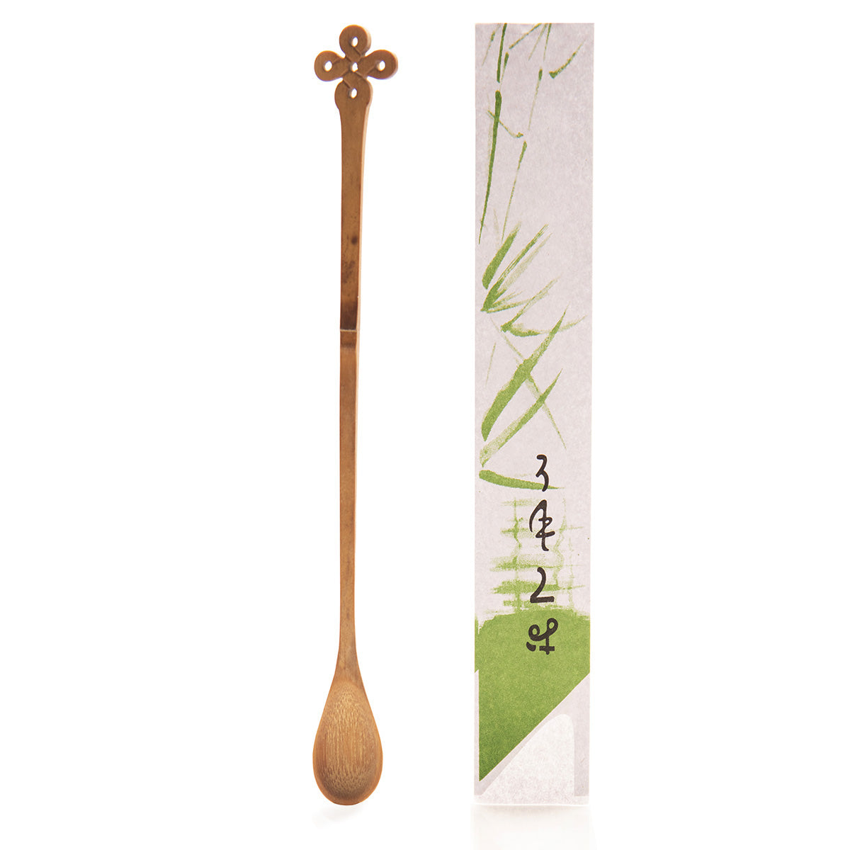 Matchalöffel mit Hülle stehend