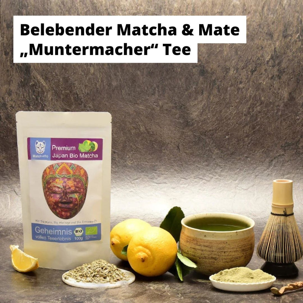 Belebender Matcha und Mate als Muntermacher Tee