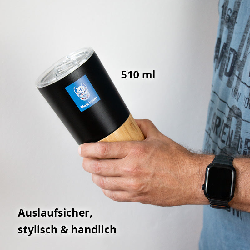 Handlicher Thermobecher aus doppelwandigen Edelstahl, bruchsicher und rostfre