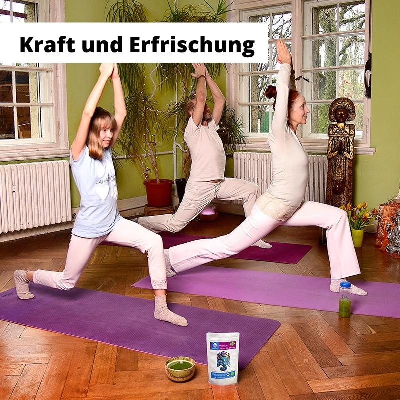 Matcha beim Yoga