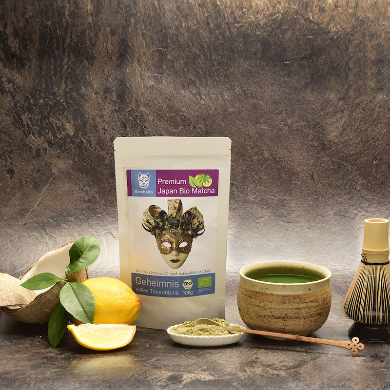 Matcha Tee Beutel mit Zitrone und Kokosblütenzucker