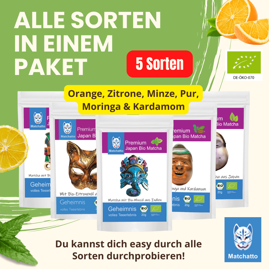 5 Matcha-Sorten in einem Paket