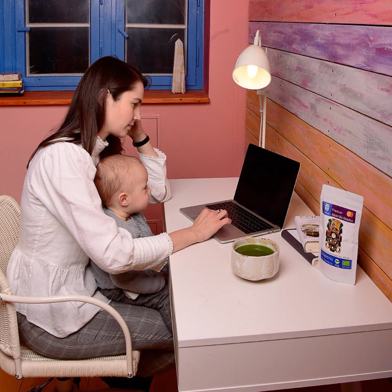 Matcha Tee im Homeoffice